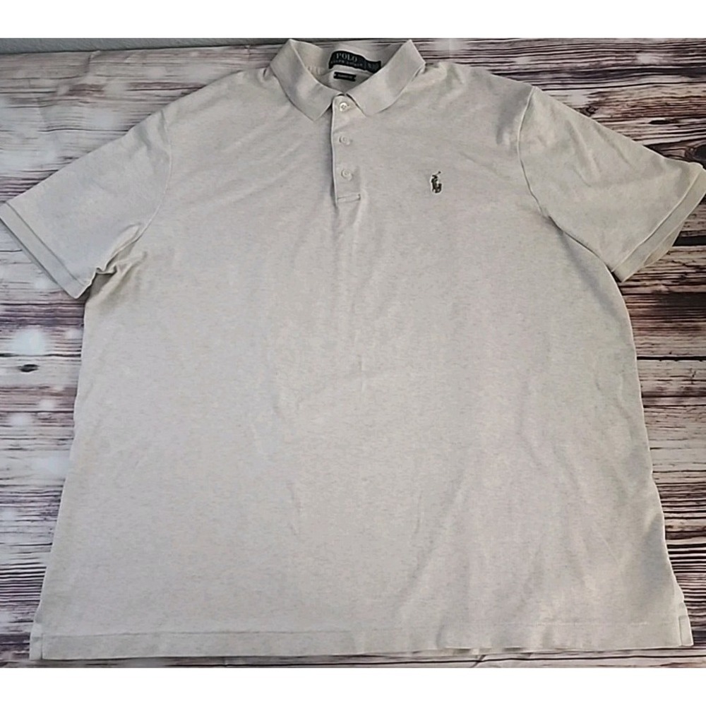 Ralph‎ Lauren Polo Shirt Men's XL  Classic Fit Tuscan Beige Heather Pony Golf